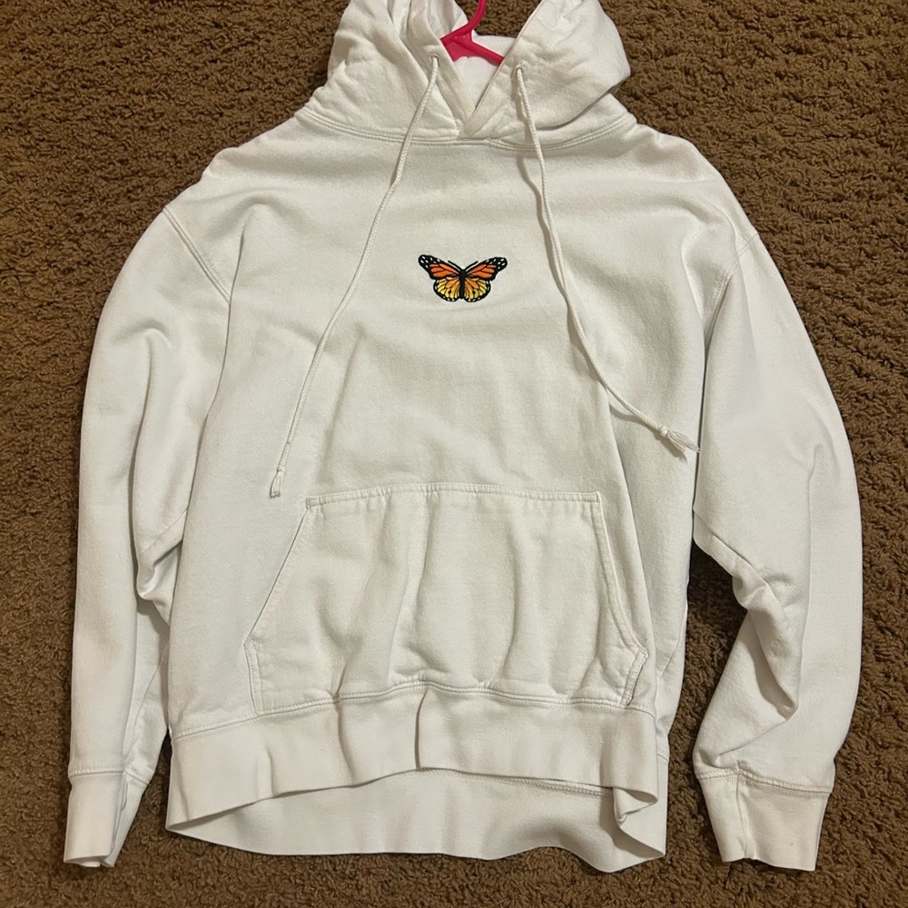 White hoodie with butterfly patch from brandy melville